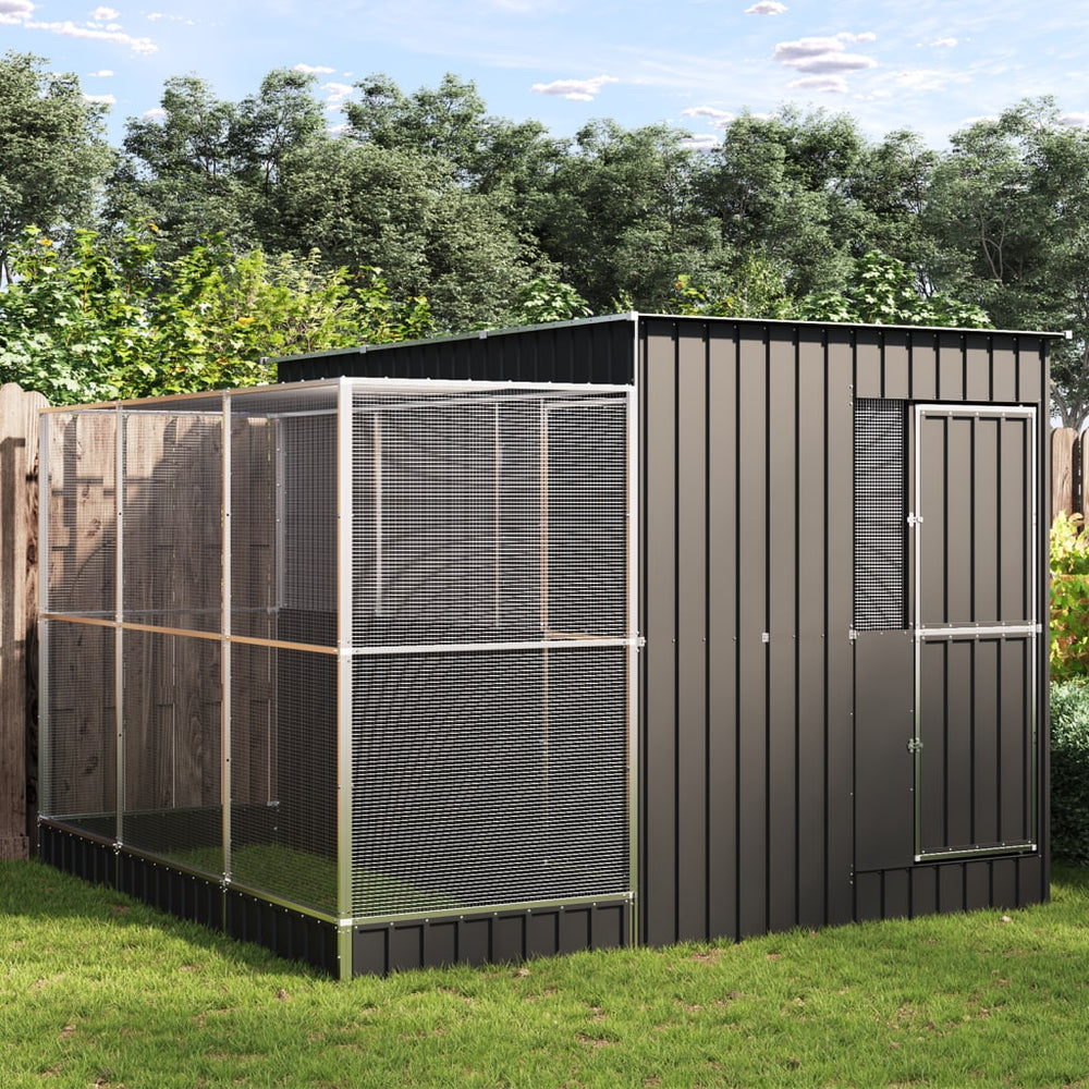 vidaXL Aviary with Extension Silver 290 x 303 x 216 cm Steel