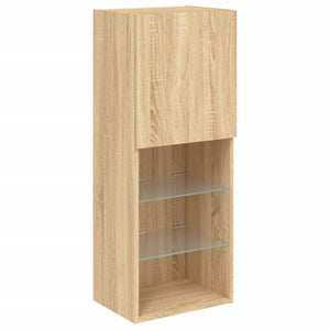 vidaXL 4-Piece Wall Unit with LED Lighting Sonoma Oak Engineered Wood