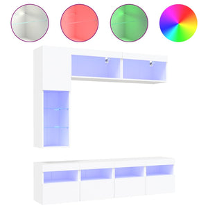 vidaXL 7-Piece TV Wall Unit with LED Lights White