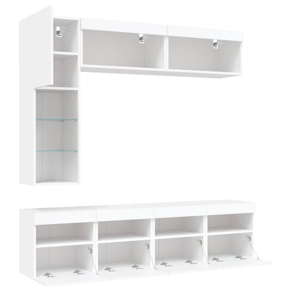 vidaXL 7-Piece TV Wall Unit with LED Lights White