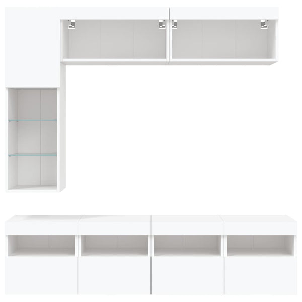 vidaXL 7-Piece TV Wall Unit with LED Lights White