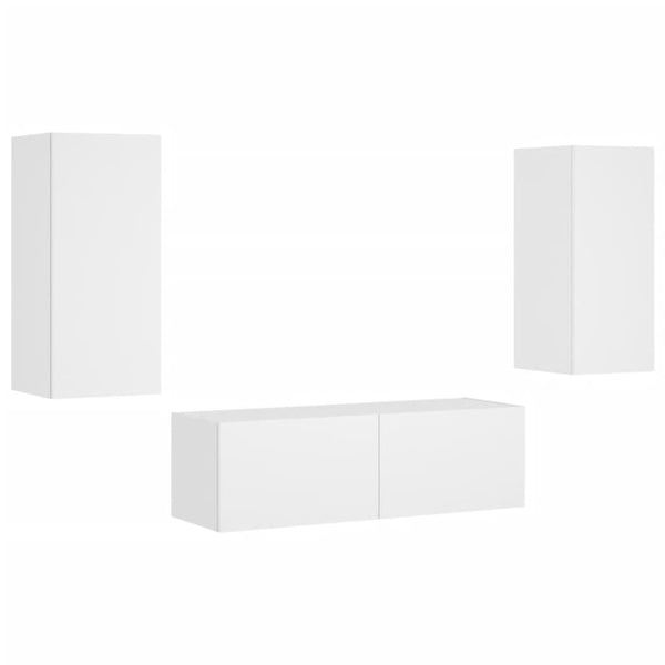 vidaXL 3-Piece TV Wall Unit with LED Lights White