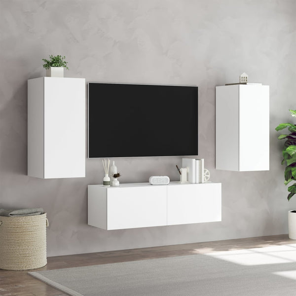 vidaXL 3-Piece TV Wall Unit with LED Lights White