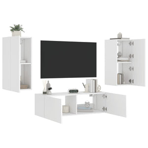 vidaXL 3-Piece TV Wall Unit with LED Lights White