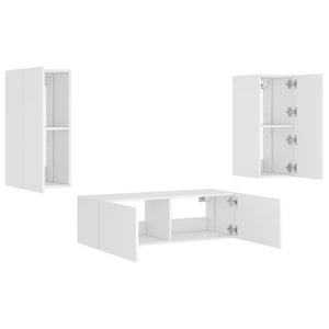 vidaXL 3-Piece TV Wall Unit with LED Lights White