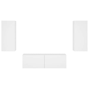 vidaXL 3-Piece TV Wall Unit with LED Lights White