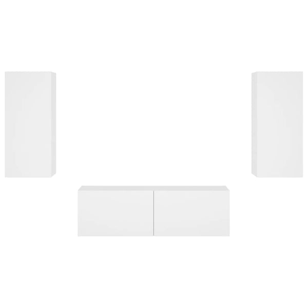 vidaXL 3-Piece TV Wall Unit with LED Lights White