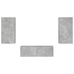 vidaXL 3-Piece TV Wall Unit with LED Lights Concrete Grey