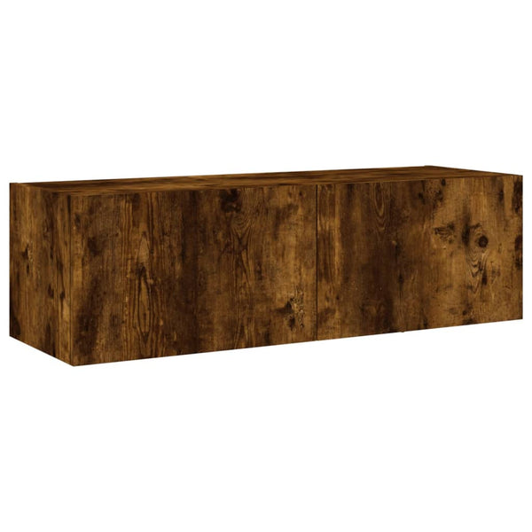 vidaXL 3-Piece TV Wall Unit with LED Lights Smoked Oak