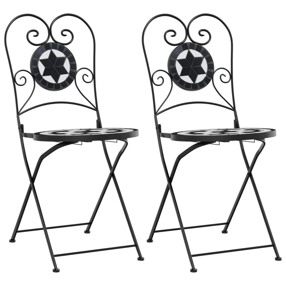 Klappbare Bistrostühle, 2er-Set, Schwarz/Weiß