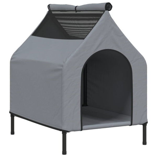vidaXL Dog Kennel Light Grey Oxford Fabric and Steel