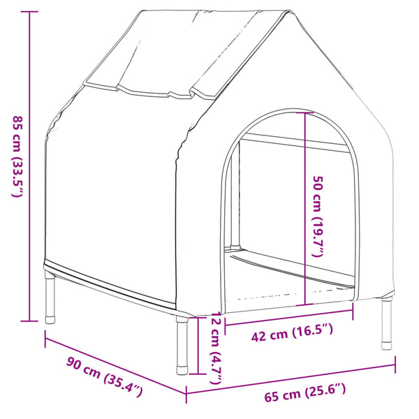 vidaXL Dog Kennel Light Grey Oxford Fabric and Steel