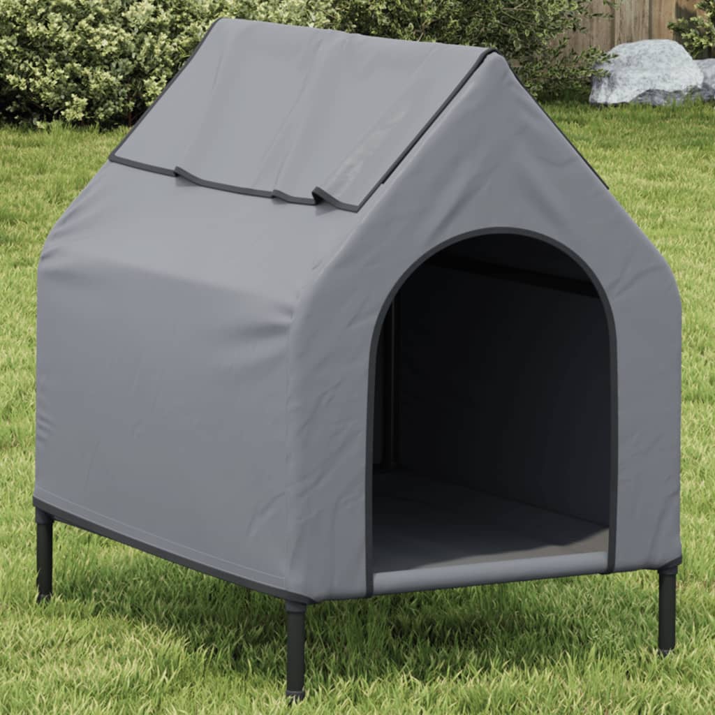 vidaXL Dog Kennel Light Grey Oxford Fabric and Steel