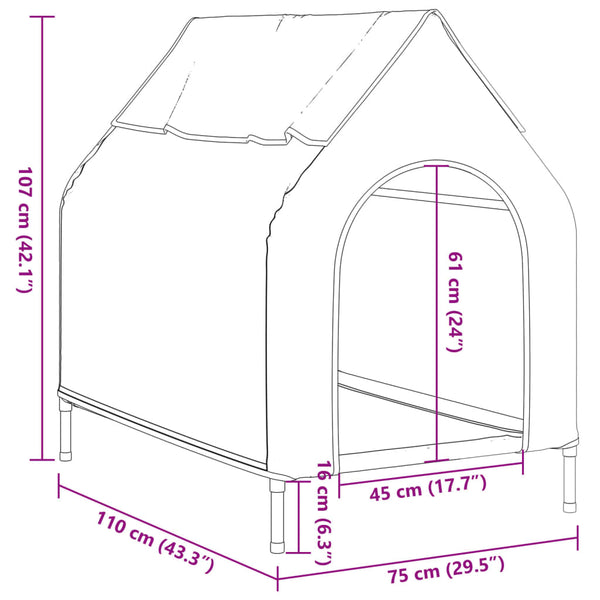vidaXL Dog Kennel Light Grey Oxford Fabric and Steel