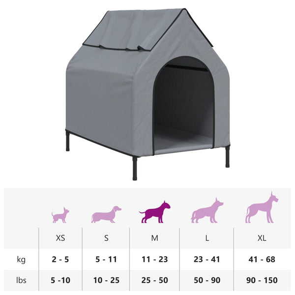 vidaXL Dog Kennel Light Grey Oxford Fabric and Steel
