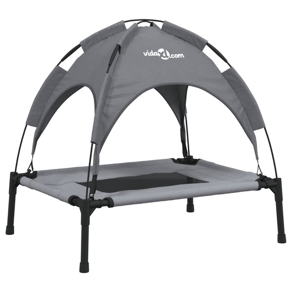 vidaXL Dog Bed with Canopy Anthracite Oxford Fabric and Steel