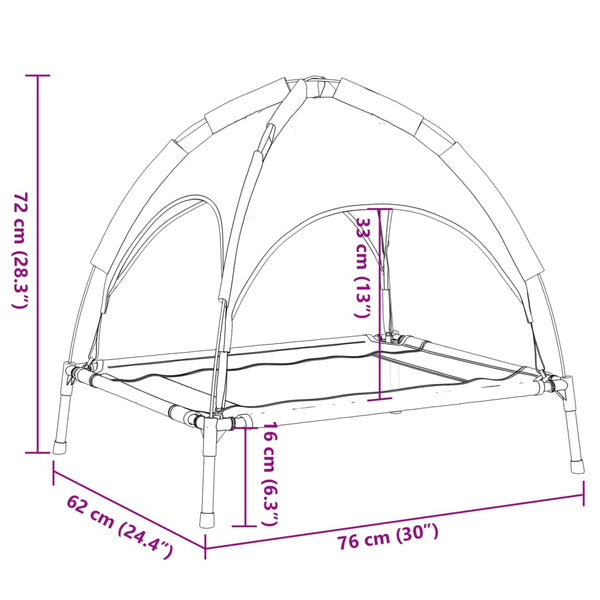vidaXL Dog Bed with Canopy Anthracite Oxford Fabric and Steel