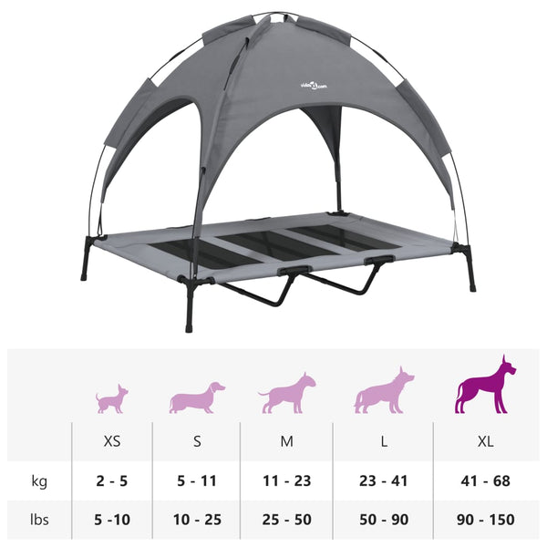 vidaXL Dog Bed with Canopy Anthracite Oxford Fabric and Steel