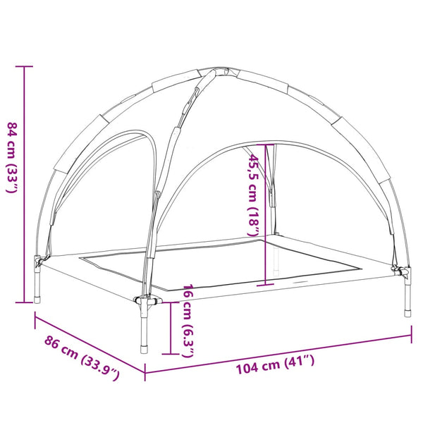 vidaXL Dog Bed with Canopy Anthracite Oxford Fabric and Steel