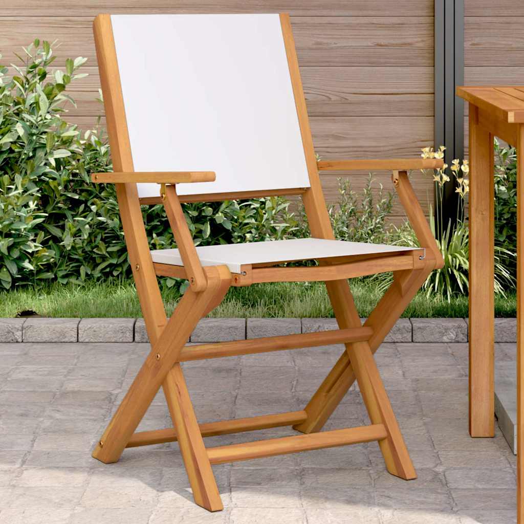 Gartenstühle 2er Set Akazie Cremeweiß