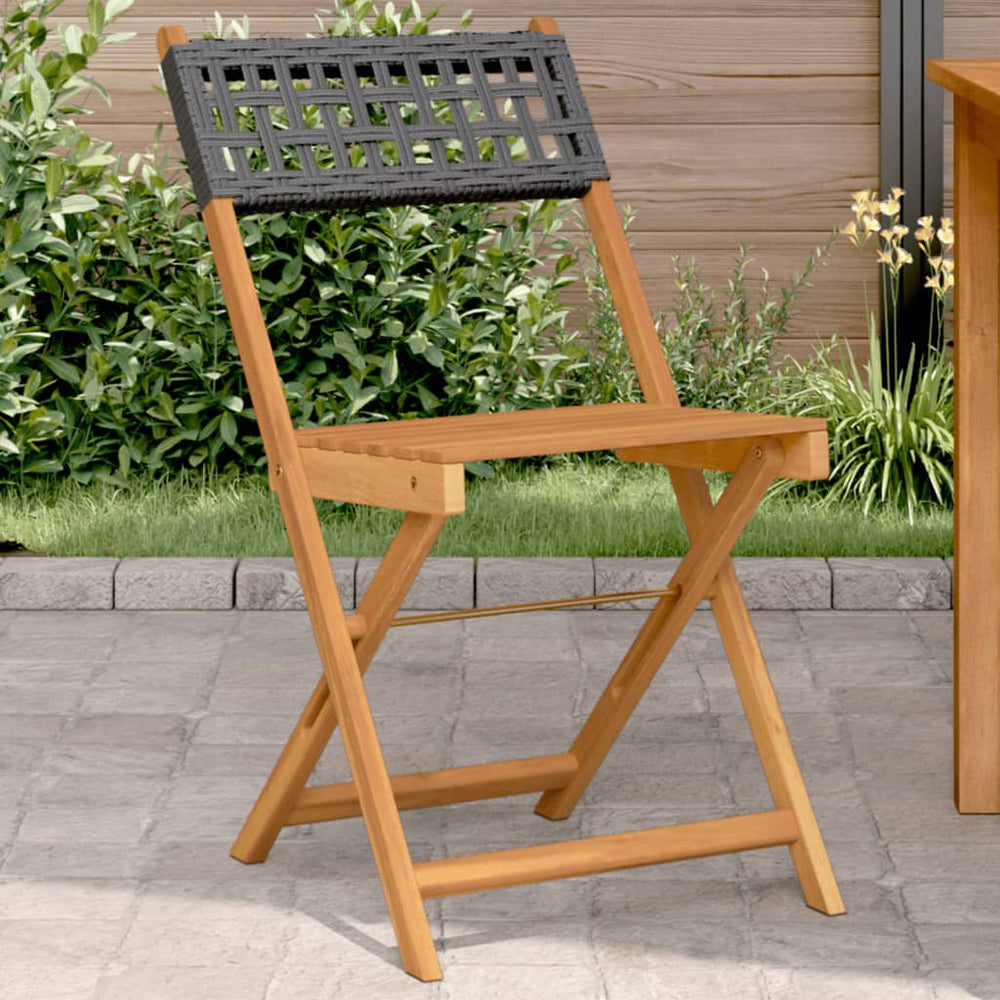 Bistrostühle 2er Set Akazie & Poly Rattan