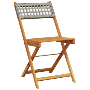 Bistrostühle 2er Set Grau Akazie & Poly-Rattan