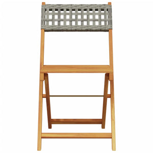 Bistrostühle 2er Set Grau Akazie & Poly-Rattan