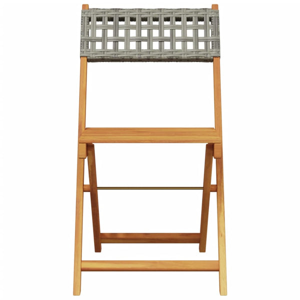 Bistrostühle 2er Set Grau Akazie & Poly-Rattan