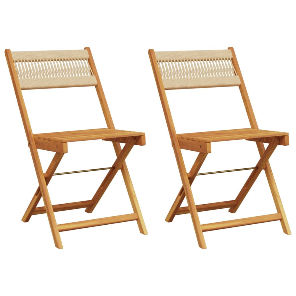 Bistrostühle 2er Set Beige Akazie Massivholz