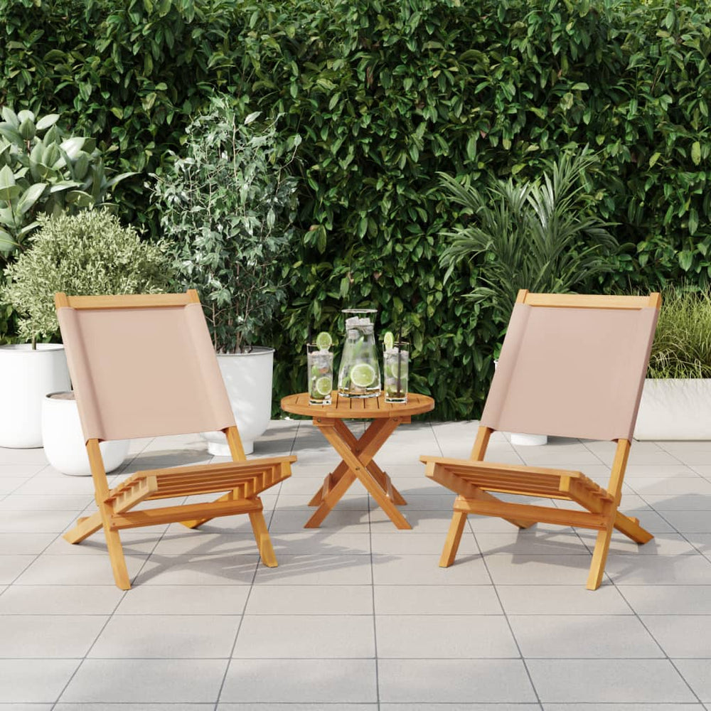Gartenstühle 2er Set Taupe Akazie