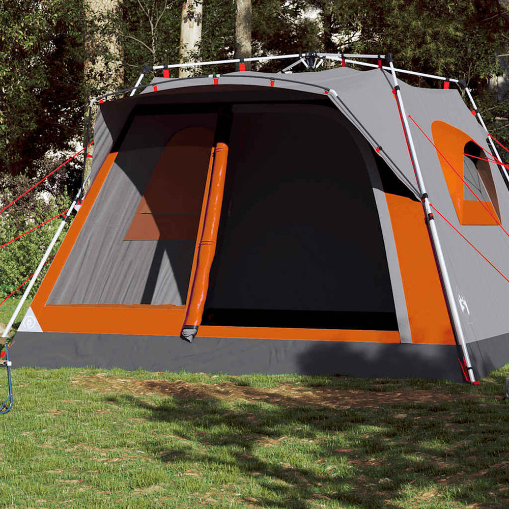 vidaXL 7-Person Family Tent Grey and Orange Quick Release