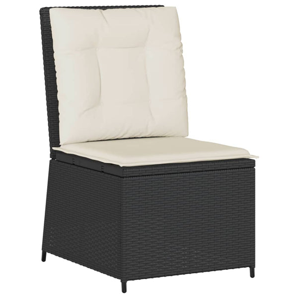 vidaXL Garden Armchair with Reclining Function and Cushions Black Poly Rattan