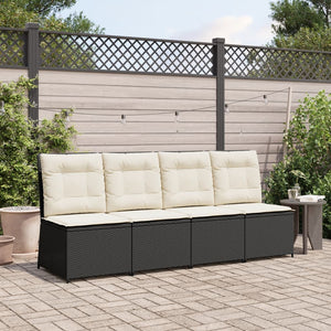 vidaXL Garden Armchair with Reclining Function and Cushions Black Poly Rattan