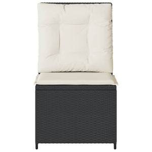 vidaXL Garden Armchair with Reclining Function and Cushions Black Poly Rattan