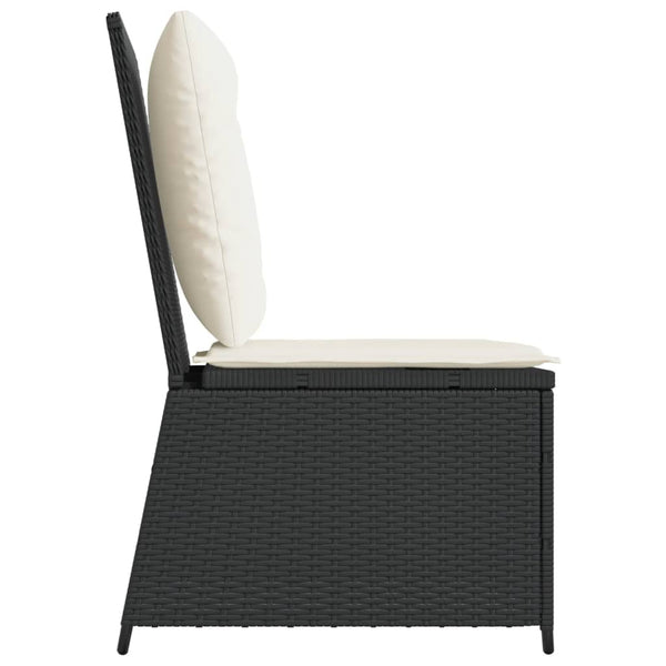 vidaXL Garden Armchair with Reclining Function and Cushions Black Poly Rattan