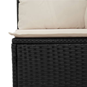 vidaXL Garden Armchair with Reclining Function and Cushions Black Poly Rattan