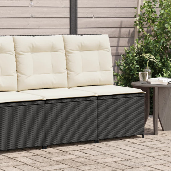 vidaXL Garden Armchair with Reclining Function and Cushions Black Poly Rattan