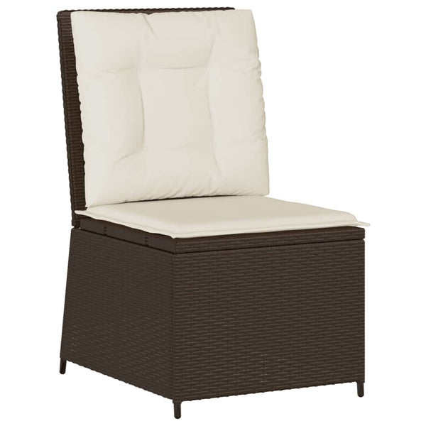 vidaXL Garden Armchair with Reclining Function and Cushions Brown Poly Rattan
