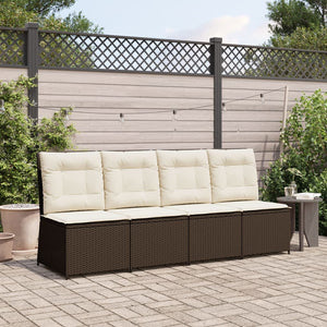 vidaXL Garden Armchair with Reclining Function and Cushions Brown Poly Rattan