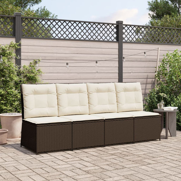 vidaXL Garden Armchair with Reclining Function and Cushions Brown Poly Rattan