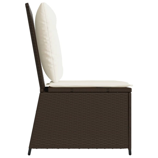 vidaXL Garden Armchair with Reclining Function and Cushions Brown Poly Rattan