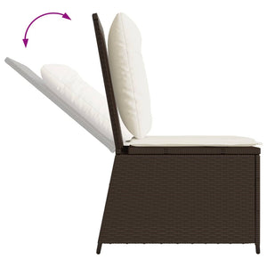 vidaXL Garden Armchair with Reclining Function and Cushions Brown Poly Rattan