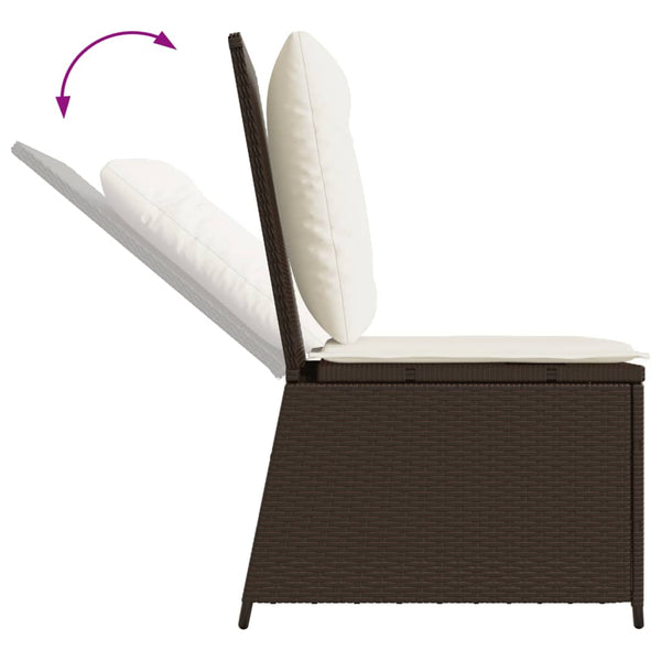 vidaXL Garden Armchair with Reclining Function and Cushions Brown Poly Rattan