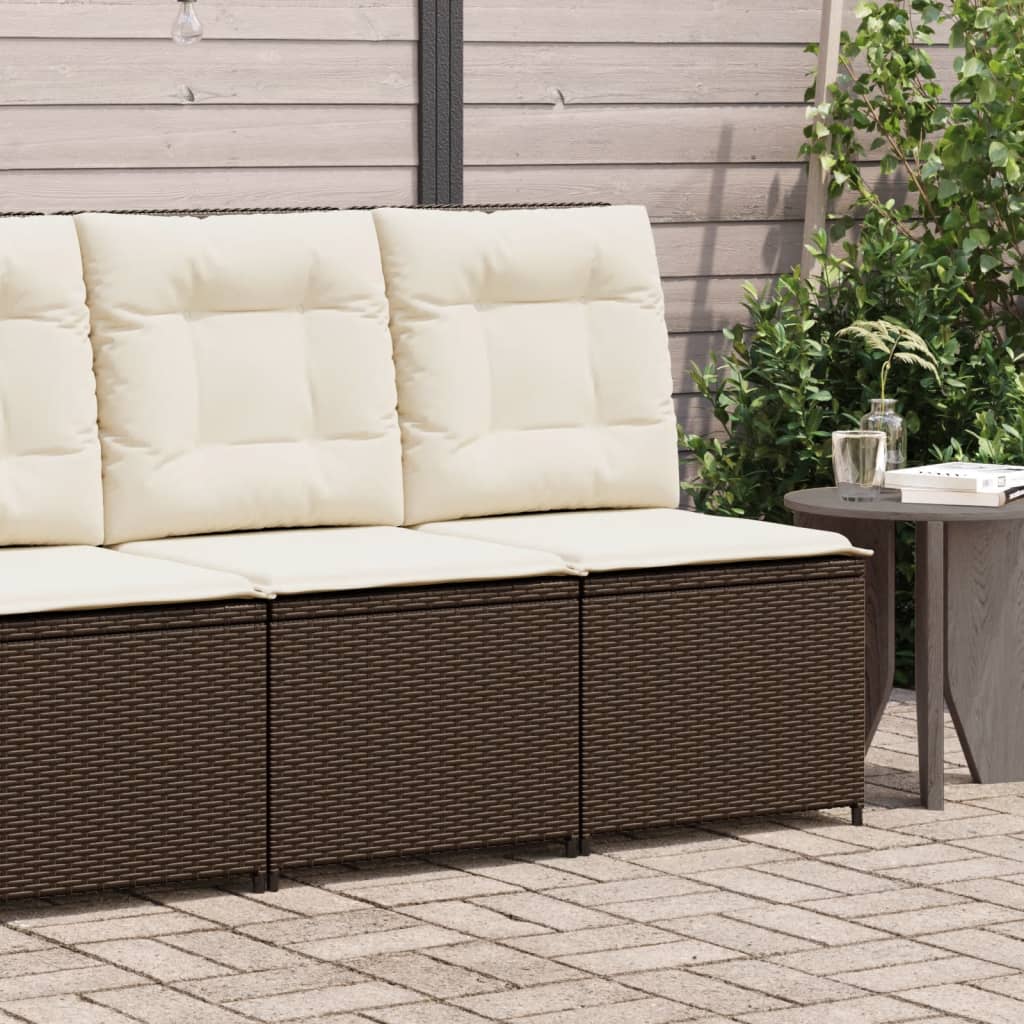 vidaXL Garden Armchair with Reclining Function and Cushions Brown Poly Rattan