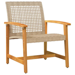 3-tlg. Bistro-Set Beige Poly Rattan Akazienholz