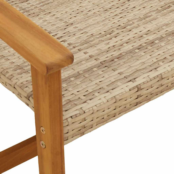 3-tlg. Bistro-Set Beige Poly Rattan Akazienholz