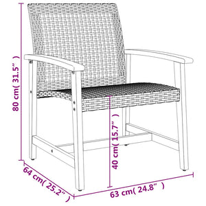 3-tlg. Bistro-Set Beige Poly Rattan Akazienholz