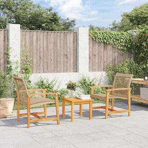 3-tlg. Bistro-Set Beige Poly Rattan Akazienholz