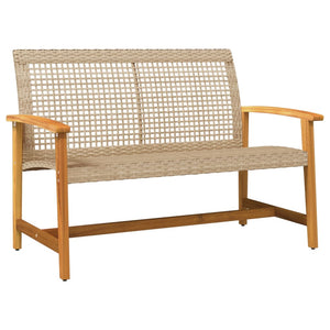 5-tlg. Garten Lounge Set Beige Poly Rattan Akazie