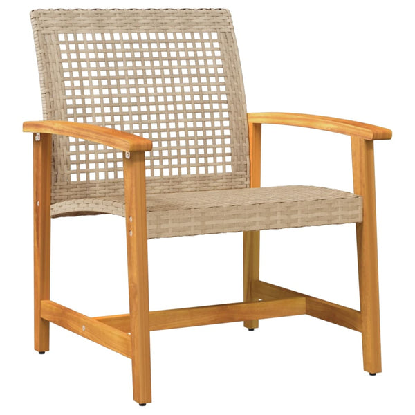 5-tlg. Garten Lounge Set Beige Poly Rattan Akazie